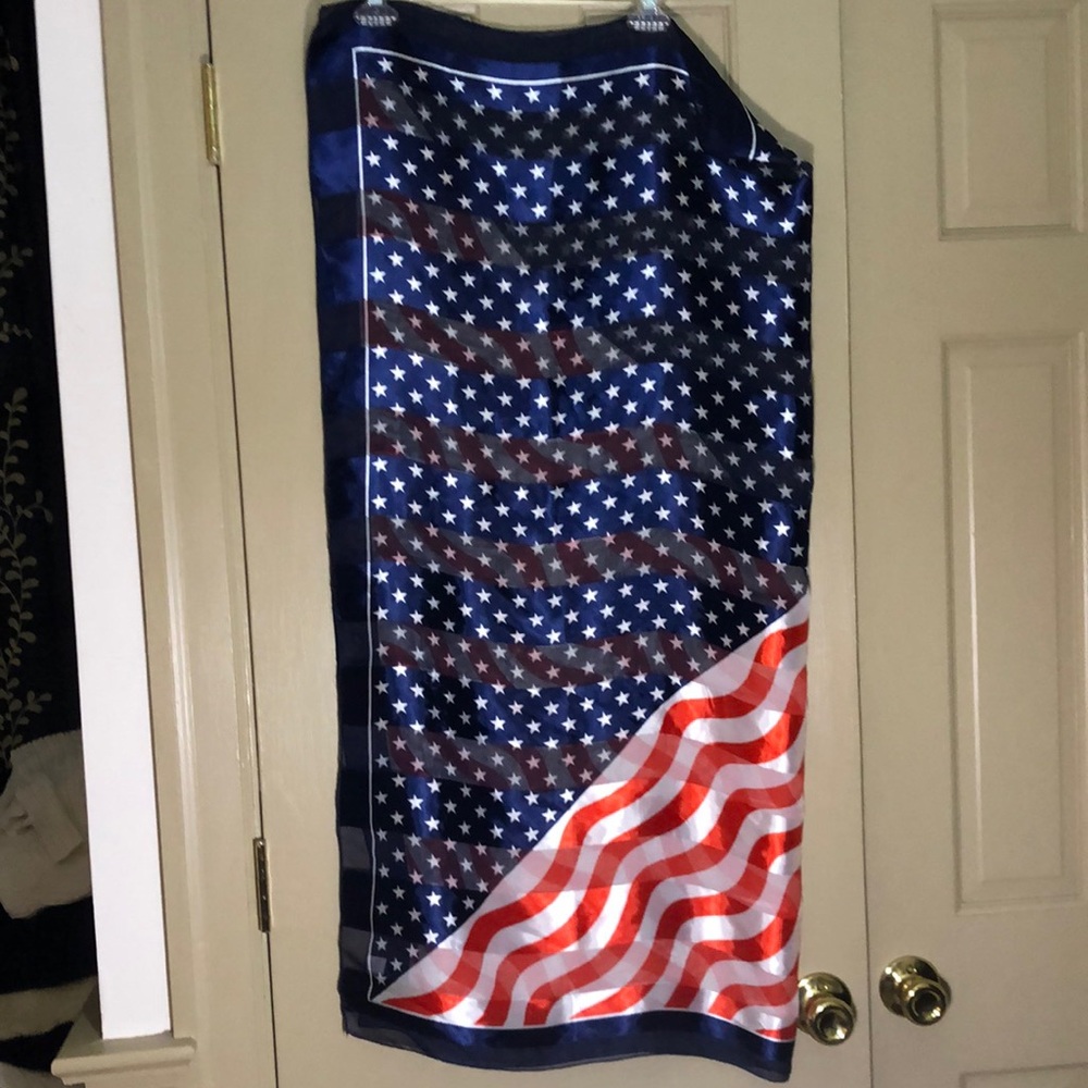 Get ready for patriotic holidays! Red white & blue scarf!